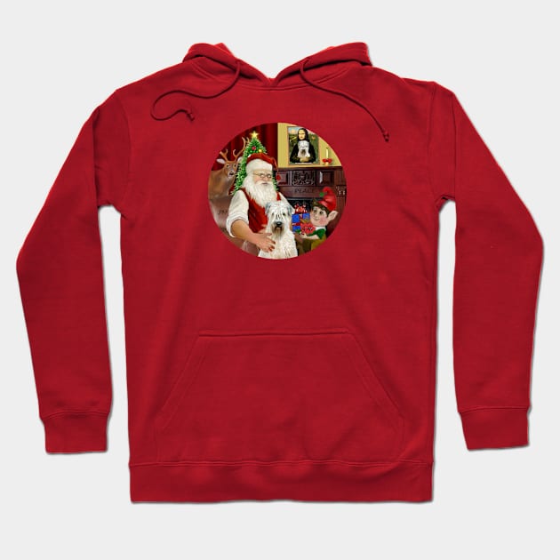Santa at Home with His Soft Coated Wheaten Terrier Hoodie by Dogs Galore and More